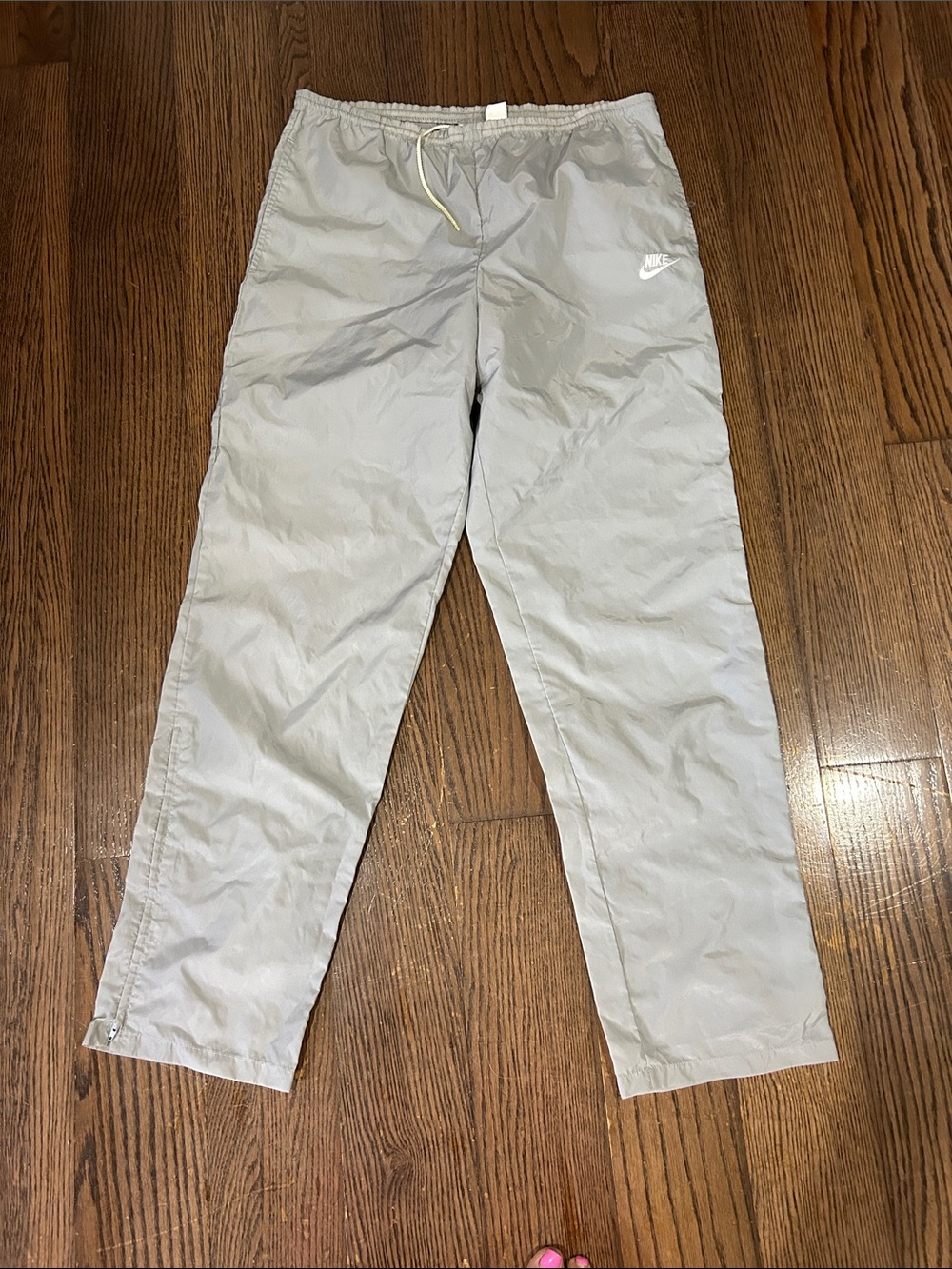 Vtg Nike Men's Light Gray Windbreaker Joggers track red grey tag 80s Sz L
